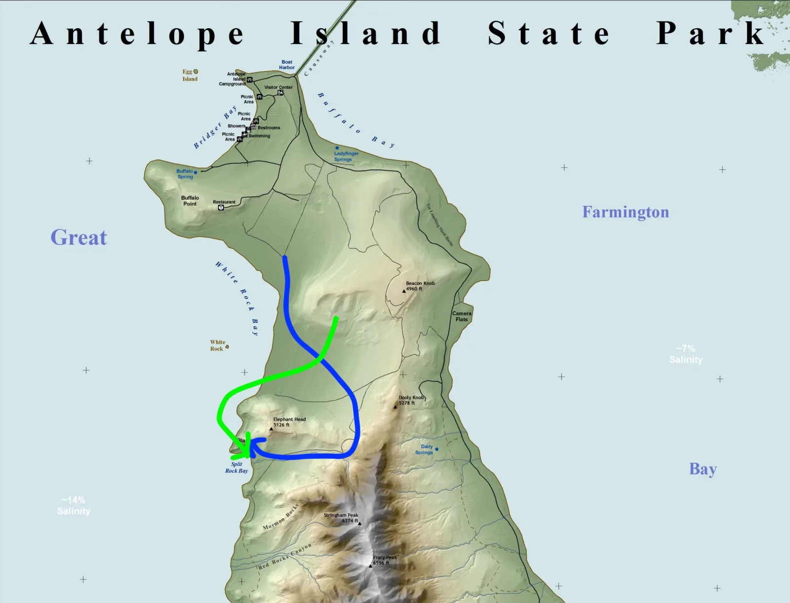 Map of my route and the bison herd's route